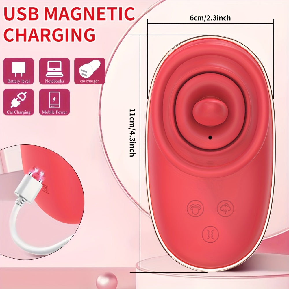 1pc Vibrator Adult Erotica, Female Erotica Vibrator, 3 Suction, 9 Tongue Licking Vibrating Adult Toys, Tongue Licking Clitoris Vagina G Spot, Instant Orgasm, Rose Erotica G Spot Vibrator, Adult Products