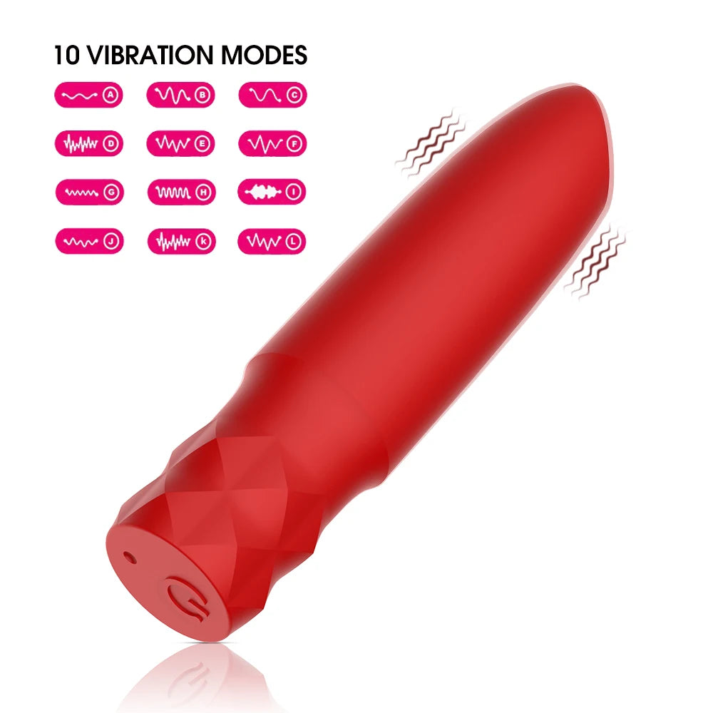 Bullet Vibrator 10 Frequency Mini Bullet Vibrator Female Battery Size Powerful Rechargeable Vibrator