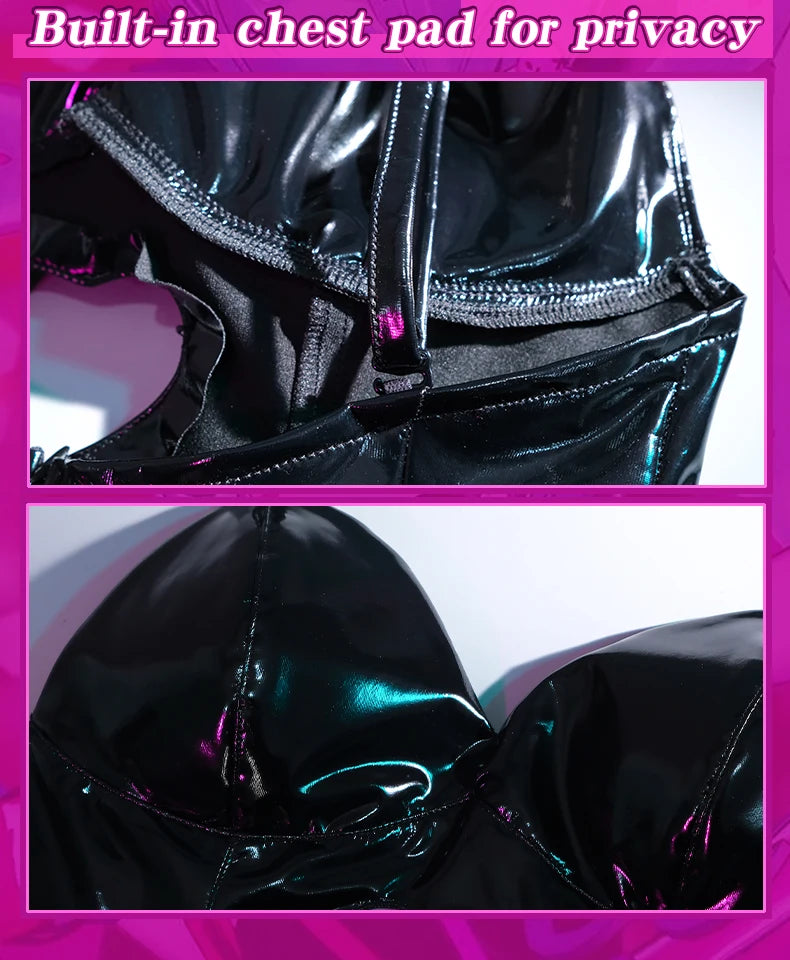 ROLECOS Rabbit Hole Bunny Girl Costume Valentine's Day Women Elastic Leather Fabric Sexy Cosplay Bunny Suit Black Jumpsuits