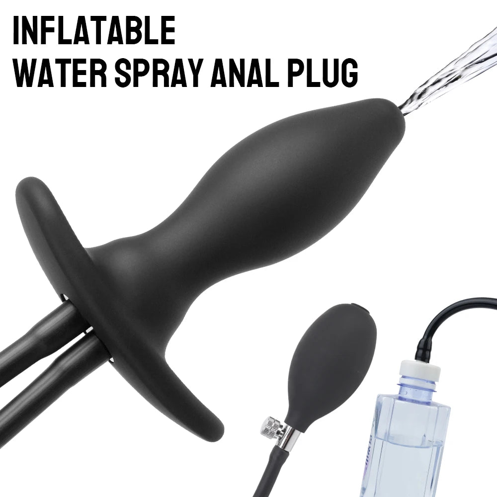 Anal Dilator 3 IN 1 Enema Cleaner Prostate Massager Water Spray Butt Plug Inflatable Anal Plug Sex Toys for Women Men