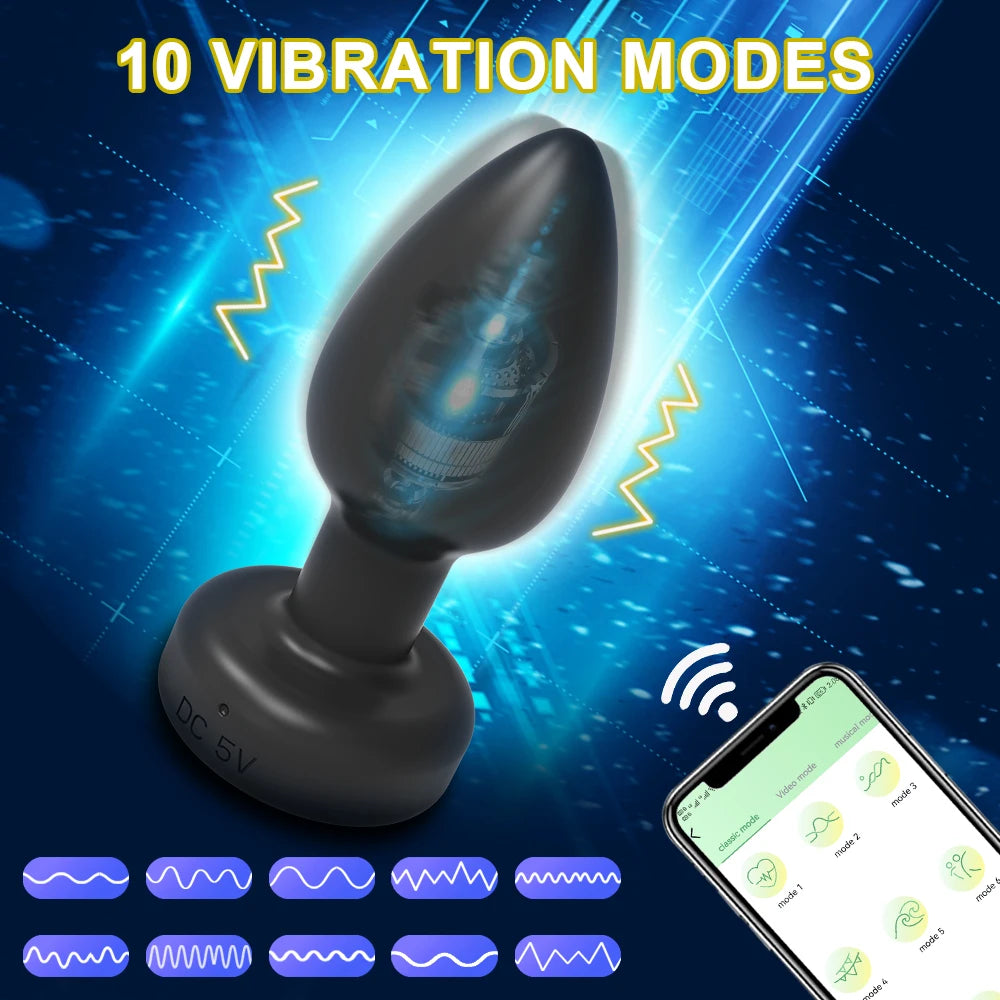Anal Plug  with Light Vibrator Gay Anal Dildo Toy Butt Plug Stimulator Masturbation Tools Penetration Anal Vibration Men Women