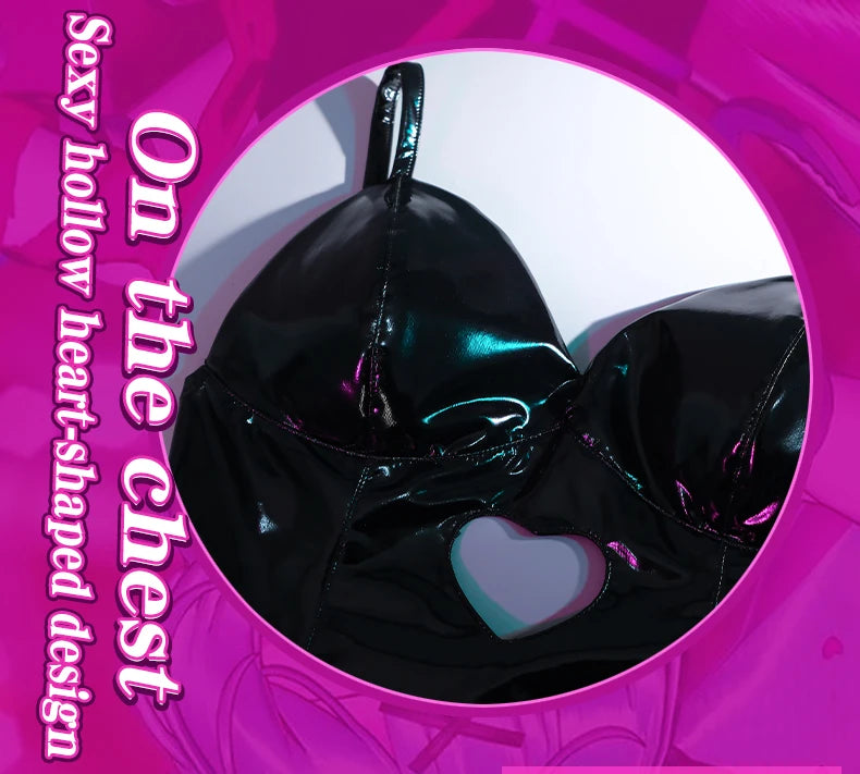 ROLECOS Rabbit Hole Bunny Girl Costume Valentine's Day Women Elastic Leather Fabric Sexy Cosplay Bunny Suit Black Jumpsuits