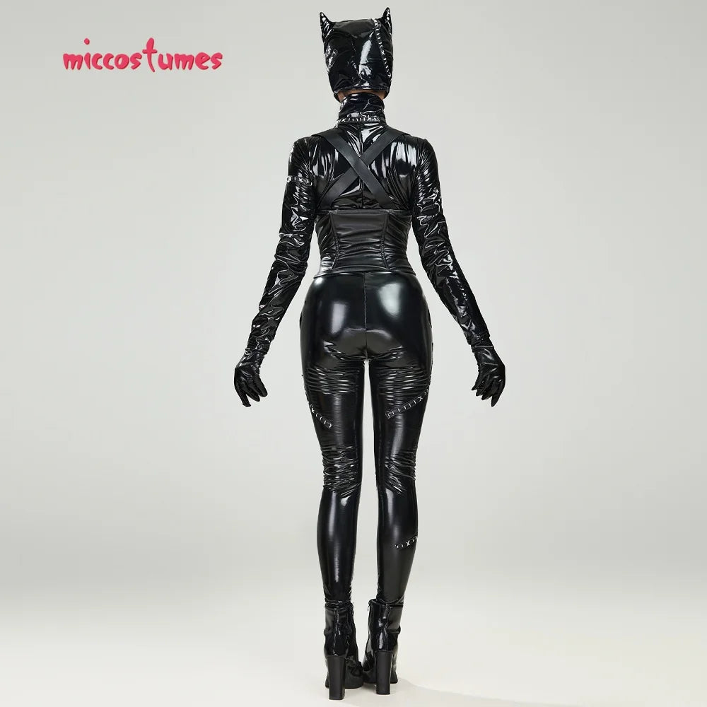 miccostumes Womens Costume Anime Catsuit Cat Cosplay Bodysuit Jumpsuit Zipper Front With Corset Halloween Cosplay Costumes