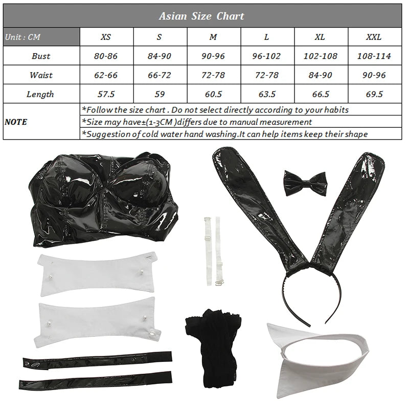 ROLECOS Sakurajima Mai Anime Cosplay Costume Women Sexy Costume Bunny Girl Cosplay Wigs Shiny Leather Jumpsuit Party Bodysuit