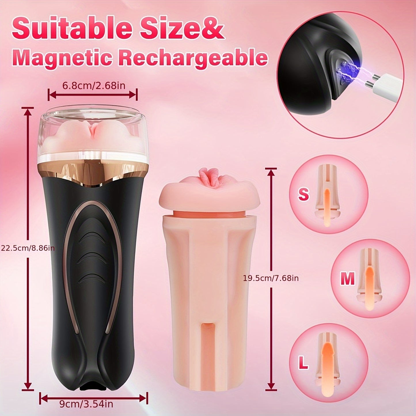 [Vibrating Male Masturbator] 1pc Realistic Textured Fleshy Vagina Male Masturbator | Squeezable Pocket Pussies with 10 Vibration, Masturbation Male Stroker Adult Toys Vibrator for Men Penis Training